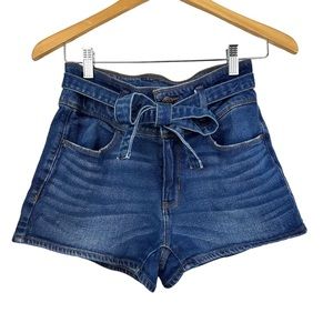Mudd Shorts Womens Size 5 Stretch Denim High Rise Shortie Shorts Belted Cowgirl